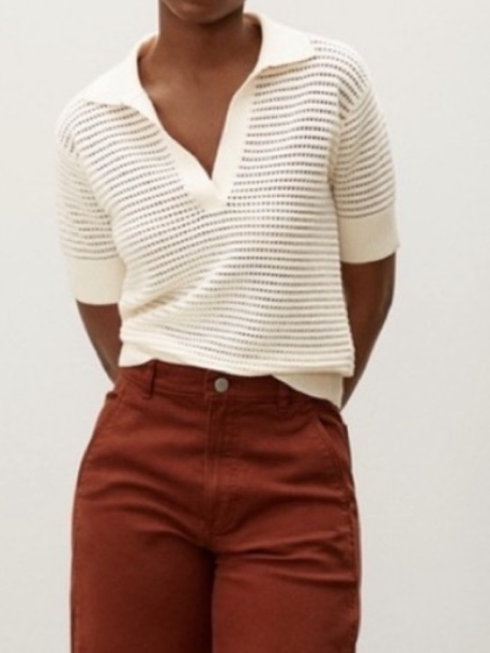 Everlane Cotton Merino Short Sleeve Knit Polo Cream XS